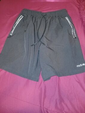 Mitre Men's Black Athletic Shorts with Zip Pockets
